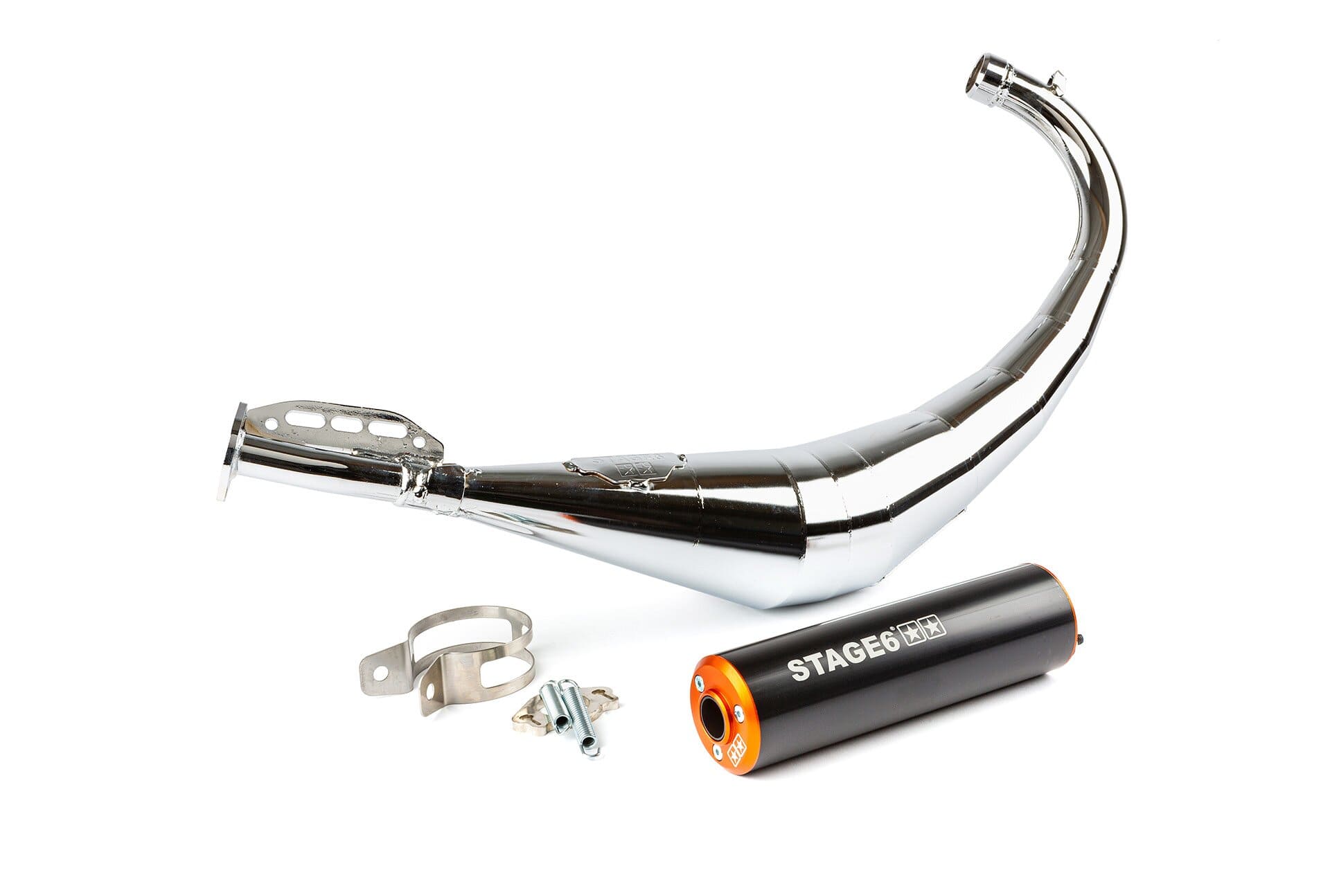 s6-9118904/bo marmitta stage6 streetrace cromato cnc arancio / nero derbi / minarelli am6 stage6 rt, COD: S6-9118904/BO