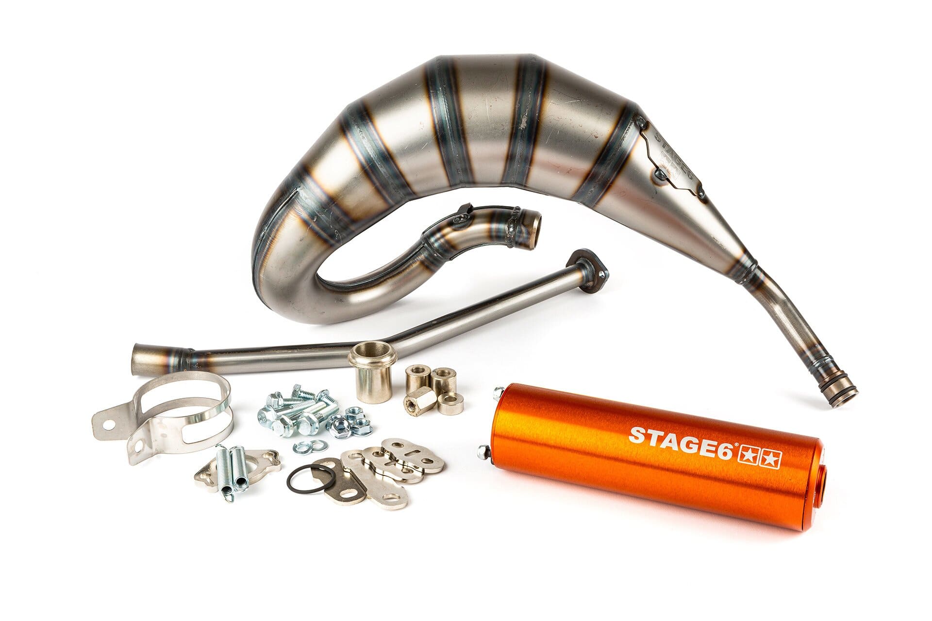 s6-9119310/or marmitta stage6 streetrace 70cc montaggio alto cnc orancio derbi senda (d50b0) stage6 rt, COD: S6-9119310/OR