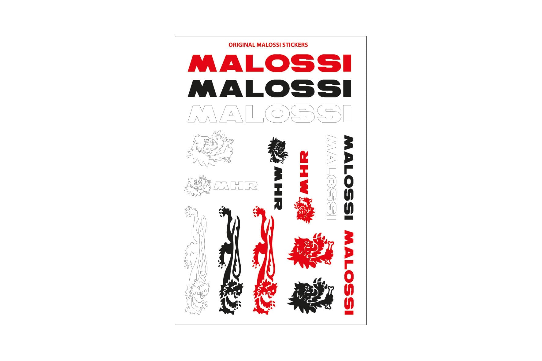 M3314153 Foglio Adesivi Malossi Mini 11,5x16,8cm nero / rosso / bianco, COD: M3314153