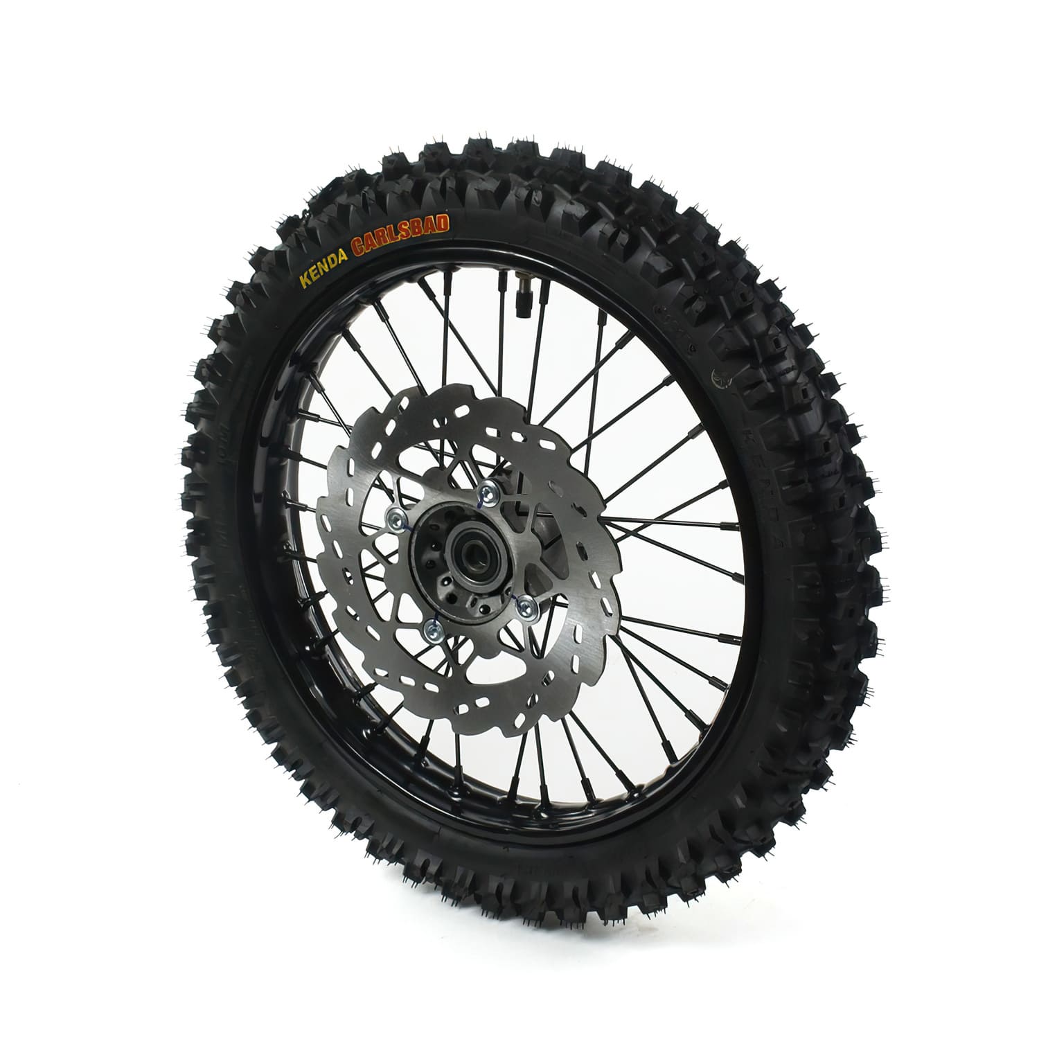 MB6941 Ruota / Cerchio anteriore acciaio d.15mm - 14'' con pneumatico Kenda Pit Bike / Dirt Bike nero, COD: MB6941