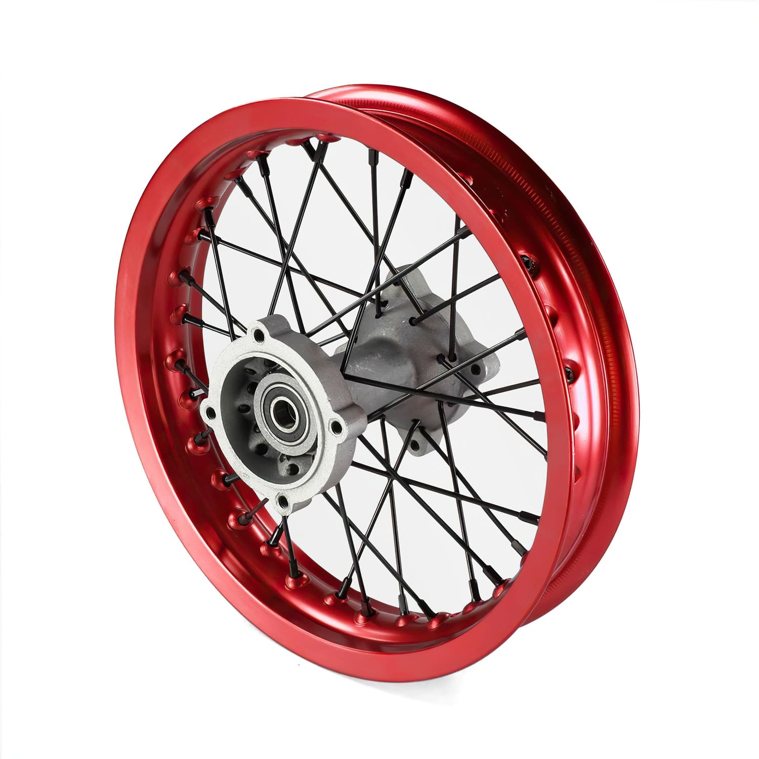 MB7665 Ruota / Cerchio posteriore mozzo alluminio asse 15mm - 12'' Pit Bike / Dirt Bike rosso, COD: MB7665
