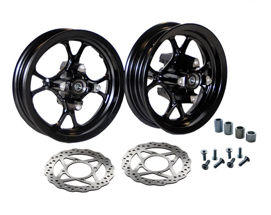 YCF-KWSM-BK 10 inch Supermotard Spoke Wheelset (x2) with Brake Discs Pit Bike / Dirt Bike