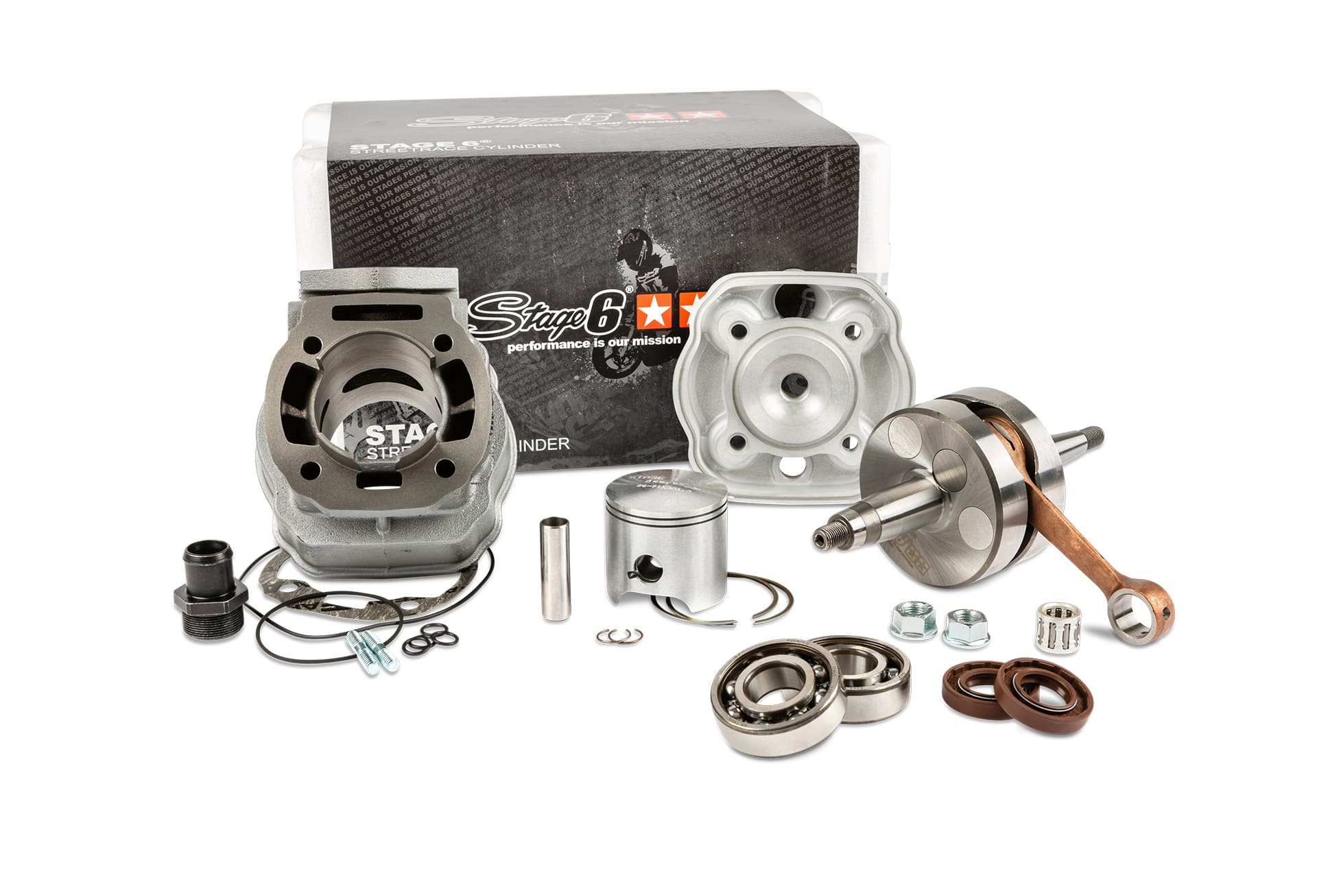 S6-7119310/PACK1 Kit motore gruppo termico + albero motore Stage6 Streetrace 77cc Derbi Euro 3 / 4, COD: S6-7119310/PACK1