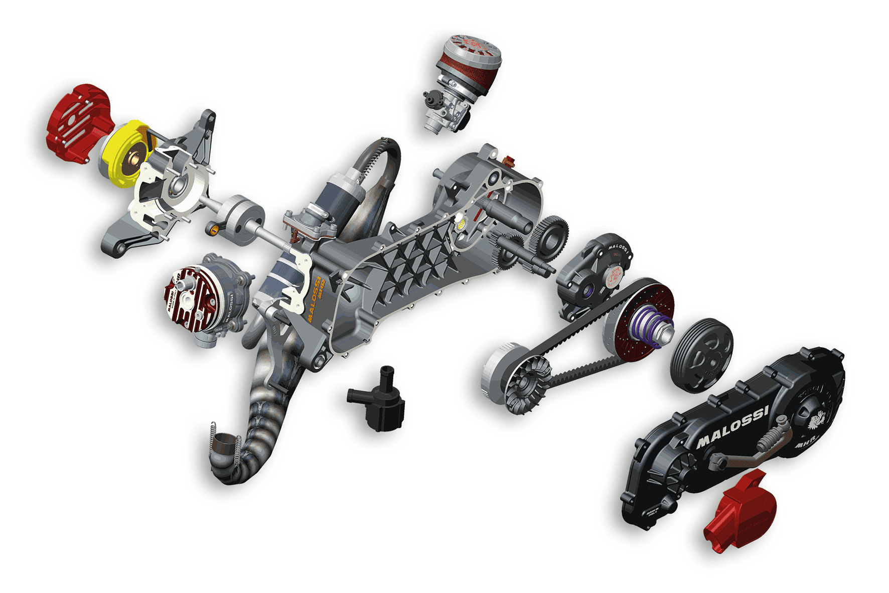 4917553 motore completo malossi rc-one 70cc non assemblato x piaggio quartz 50 2t lc (ruota 10)