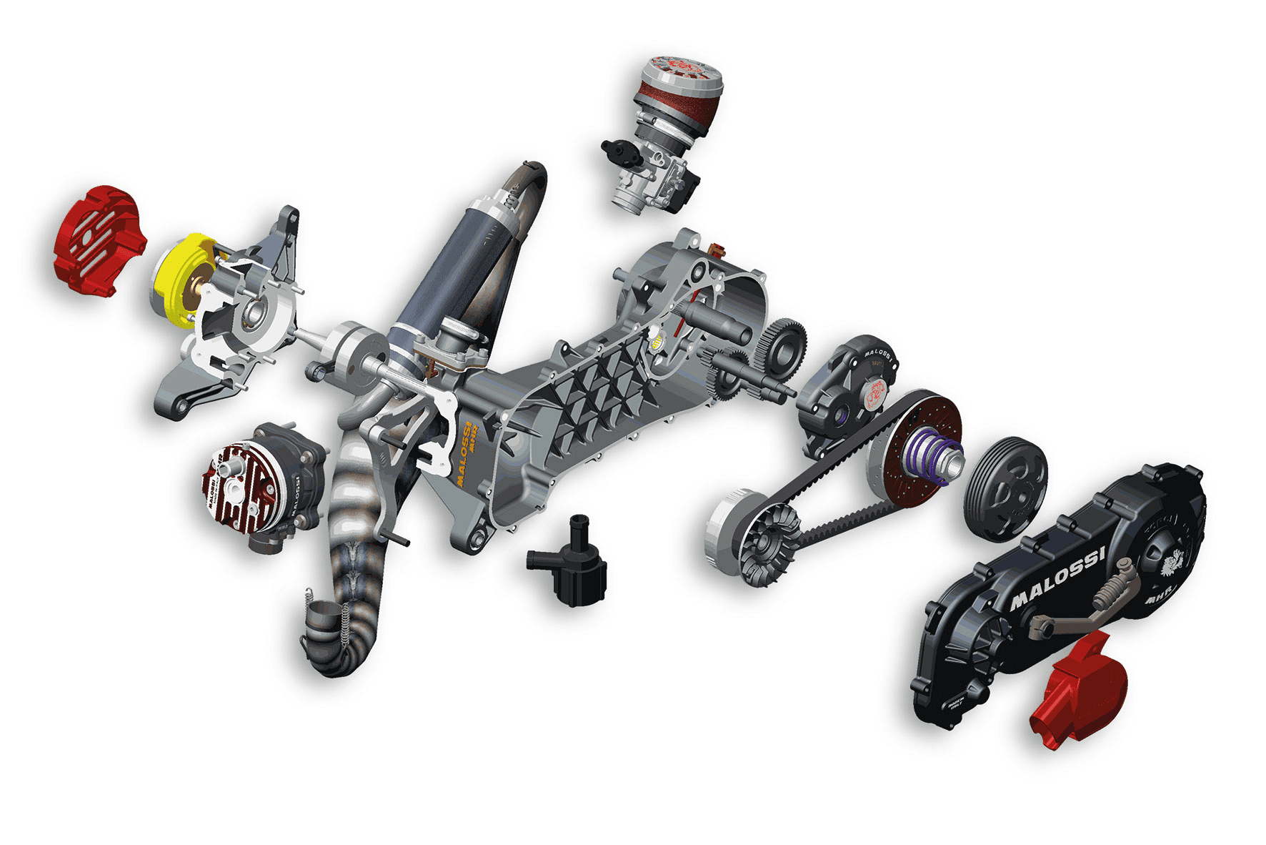 4917551 motore completo malossi rc-one 94cc non assemblato x piaggio quartz 50 2t lc (ruota 10)