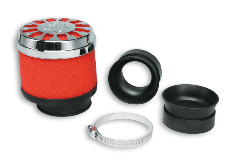 0413528 red filter e13 air filter with d.42 / 50÷58,5 straight for phbh - mikuni - keihin carburetors