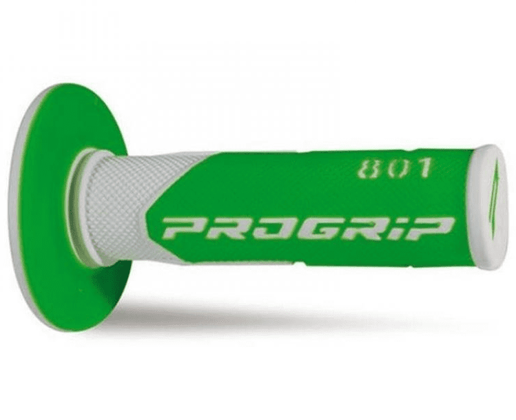 405401765 pair of progrip 801-241 mx grips, white/fluorescent green, double density, without hole