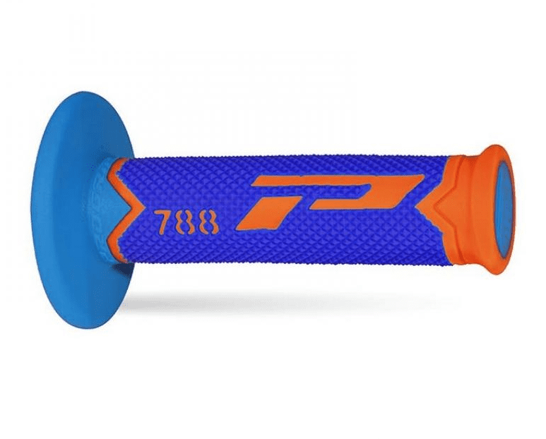 405401210 pair of progrip 788-282 mx grips, fluorescent orange/blue/light blue, triple density, without hole