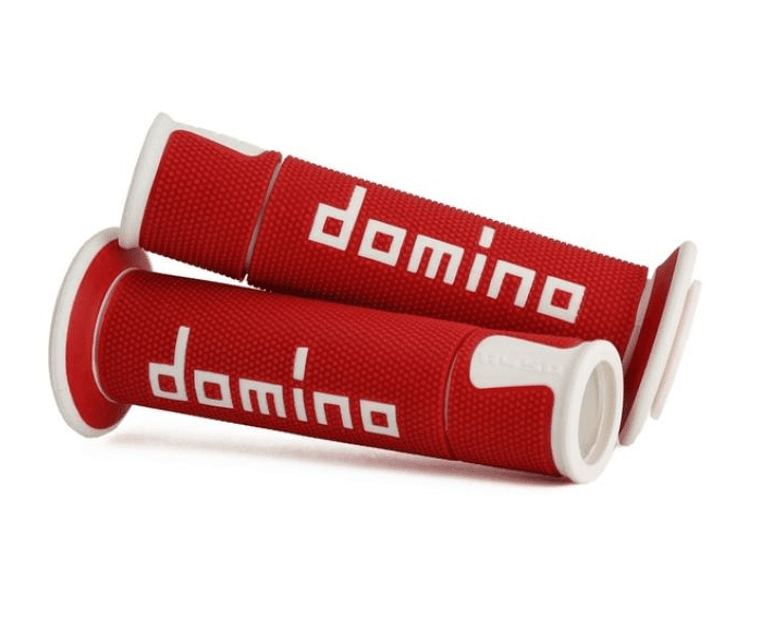 a45041c4642b7-0 pair of red/white domino road-racing grips