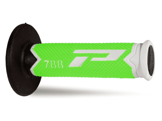405401385 pair of progrip 788-301 mx grips, white/fluorescent green/black, triple density, without hole