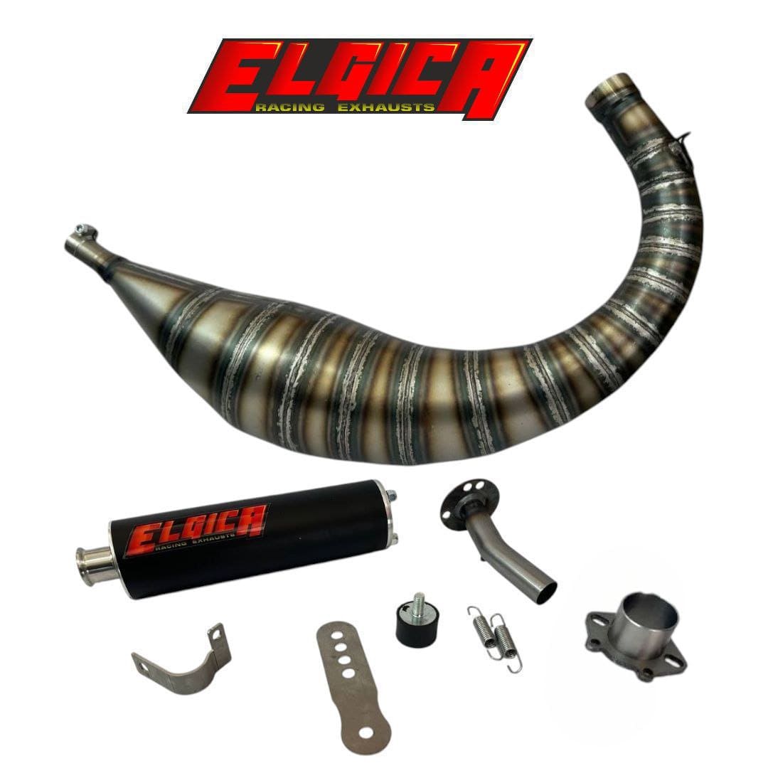 Marmitta artigianale Elgica passaggio basso Derbi 80-90cc + Silenziatore