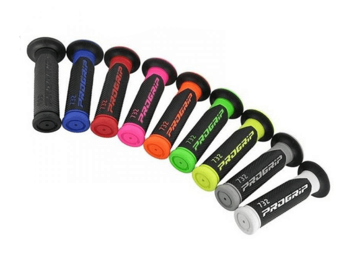 405402855 pair of progrip 732-oe-295 road grips, fluorescent green/black, double density, with hole