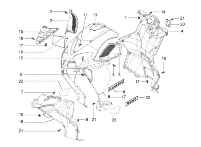 9593236090 front shield fairing piaggio nrg power dd