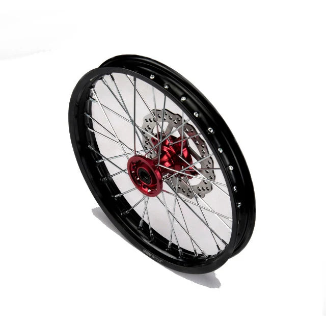 YC110-0601-40-RD Ruota anteriore alluminio 1.6x17" - mozzo fuso rosso con disco Pit Bike YCF Bigy