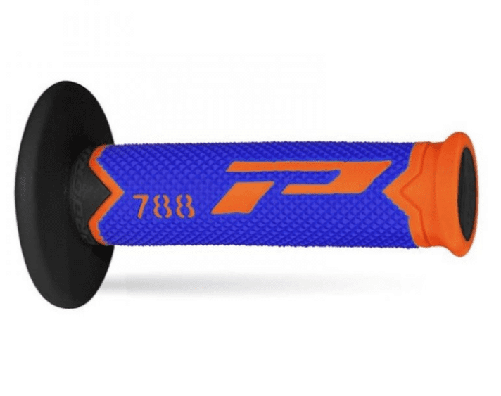 405401220 pair of progrip 788-283 mx grips, fluorescent orange/blue/black, triple density, without hole