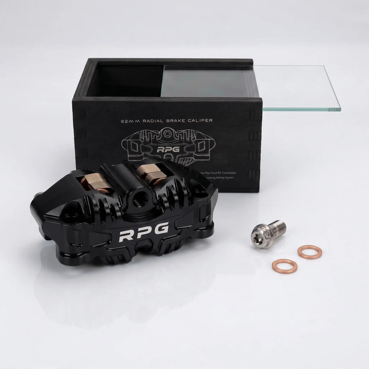 Pinza freno RPG Centerline CNC 4 pistoni radiale 82 mm con banjo centrale Nera