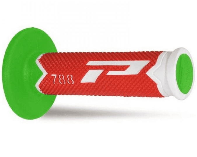 405401380 pair of progrip 788-190 mx grips, white/red/fluorescent green, double density, without hole