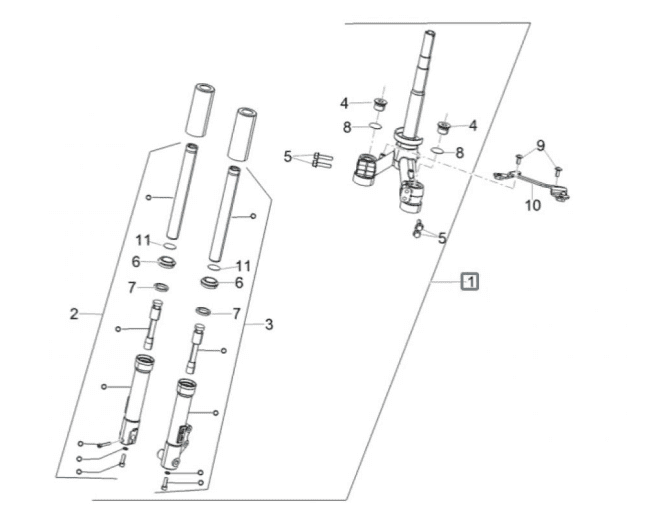 1c004506 complete front fork original aprilia scarabeo 50 2t carburetor e4 classic 2018 (emea)