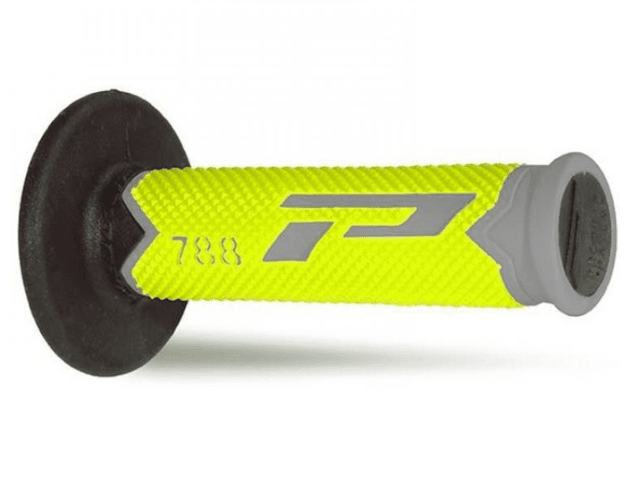 405401255 pair of progrip 788-254 mx grips, grey/fluorescent yellow/black, triple density, without hole
