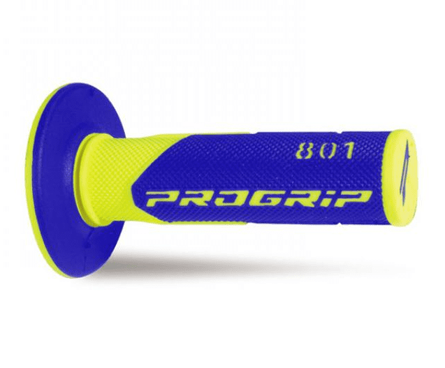 405401780 pair of progrip 801-252 mx grips, fluorescent yellow/blue, double density, without hole