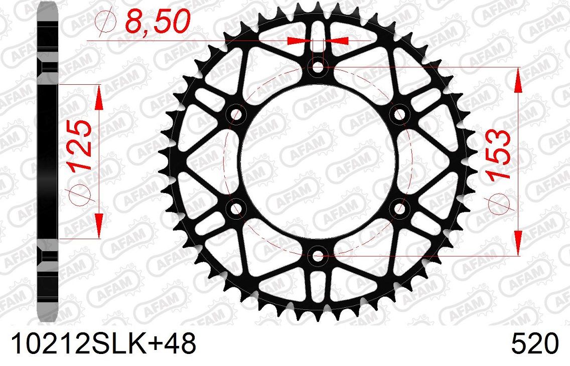 A10212S.48 Corona AFAM SLK acciaio autopulente nero - 48 denti - HONDA