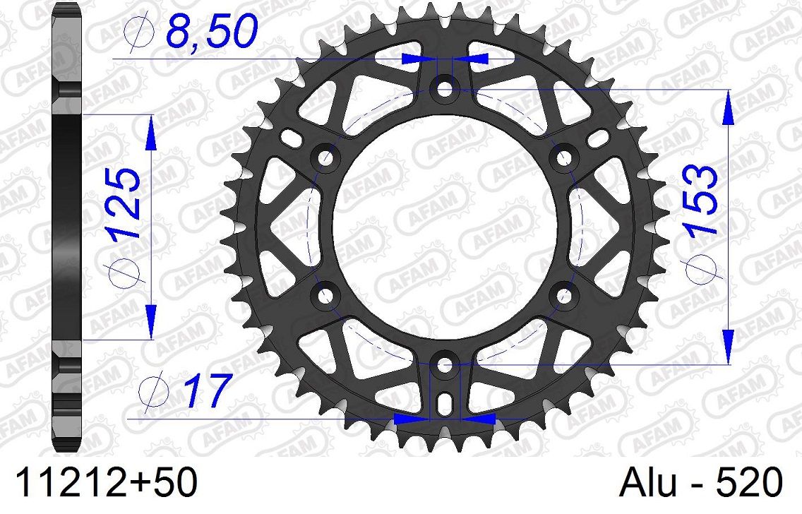 A11212.50 Corona AFAM ergal autopulente anodizzazione dura - 50 Denti - HONDA