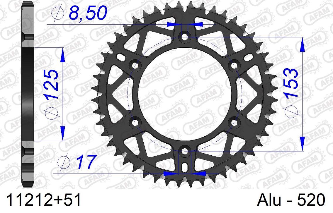 A11212.51 Corona AFAM ergal autopulente anodizzazione dura - 51 denti - HONDA