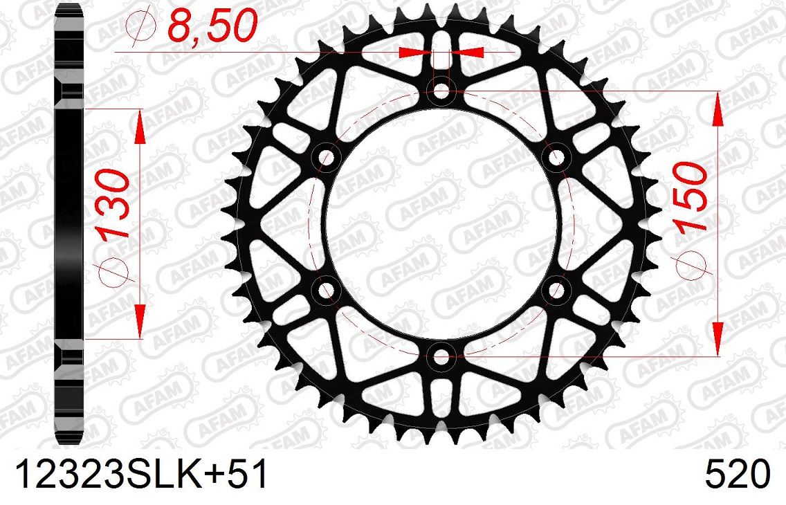 A12323S.51 Corona AFAM SLK acciaio autopulente nero - 51 denti - FANTIC YAMAHA