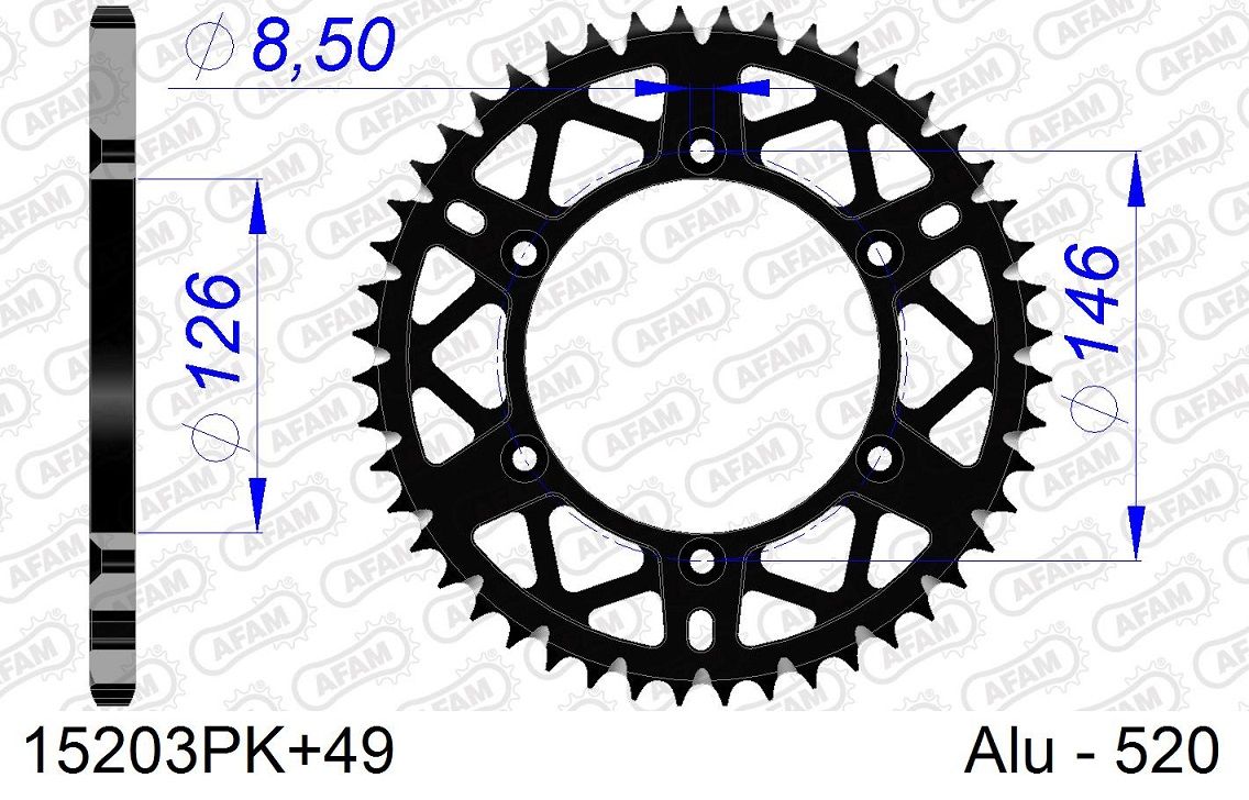 A15203.49N Corona AFAM ergal autopulente nero - 49 denti - SUZUKI