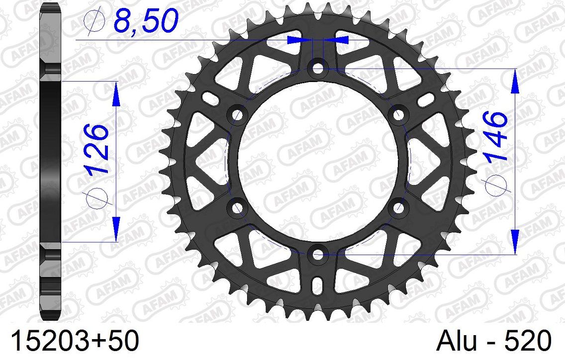 A15203.50 Corona AFAM ergal autopulente anodizzazione dura - 50 denti - SUZUKI