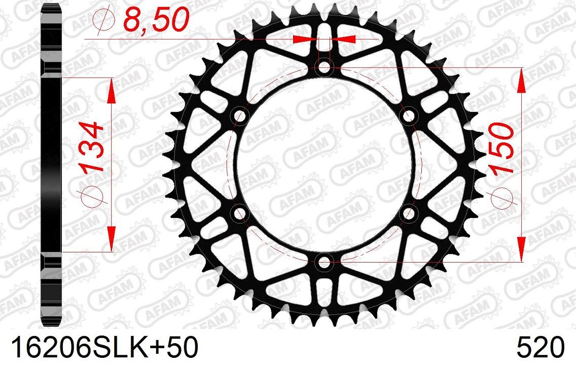 A16206S.50 Corona AFAM SLK acciaio autopulente nero - 50 denti - KAWASAKI SUZUKI