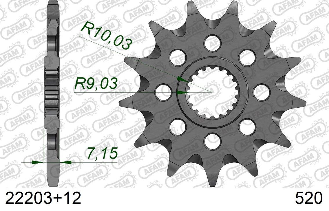 A22203.12SC Pignone AFAM autopulente - 12 denti - SUZUKI 125/250