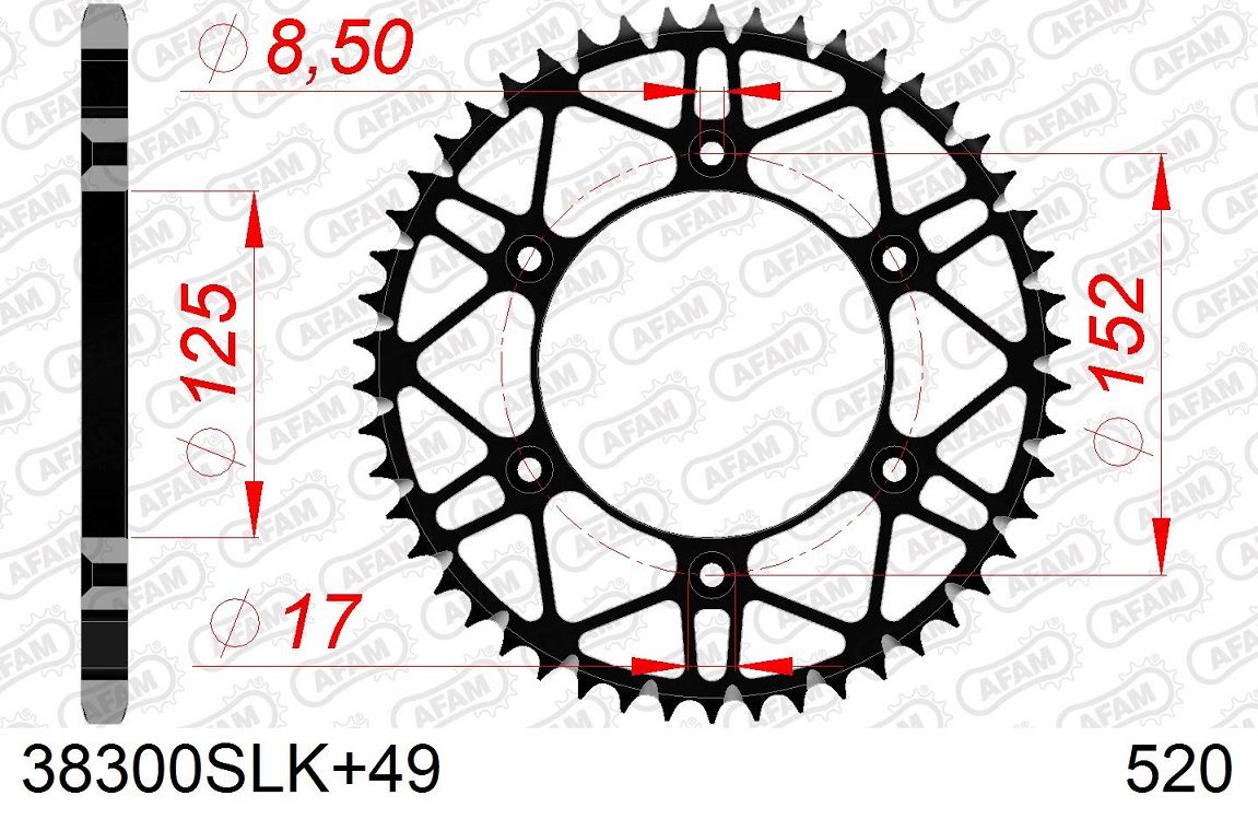 A38300S.49 Corona AFAM SLK acciaio autopulente nero - 49 denti - BETA