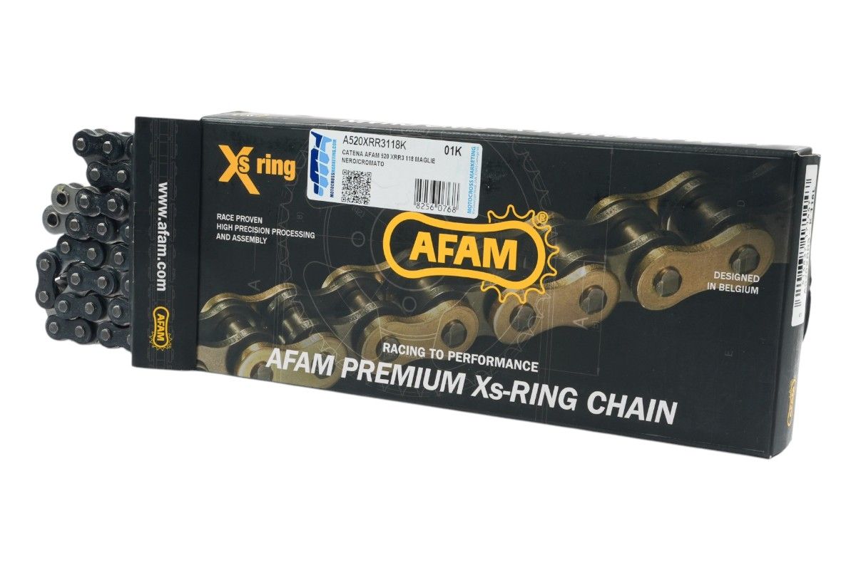 A520XRR3118K Catena AFAM 520 XRR3 - 118 maglie - Nero/cromato - con XS-ring