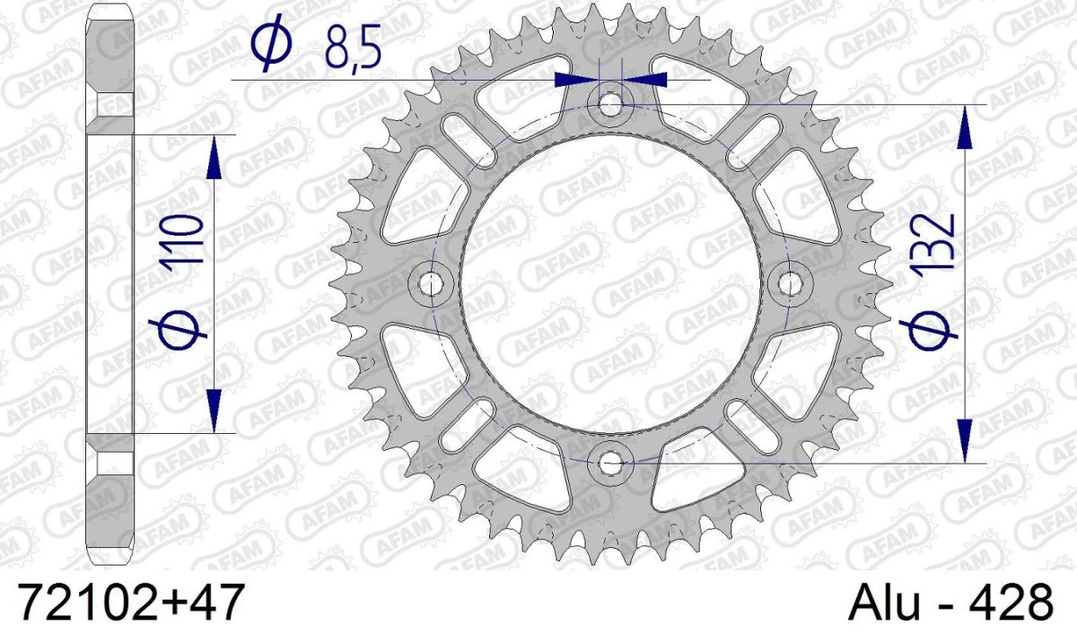 A72102.47 Corona AFAM ergal autopulente anodizzazione dura - 47 denti - GASGAS HUSQVARNA KTM 85