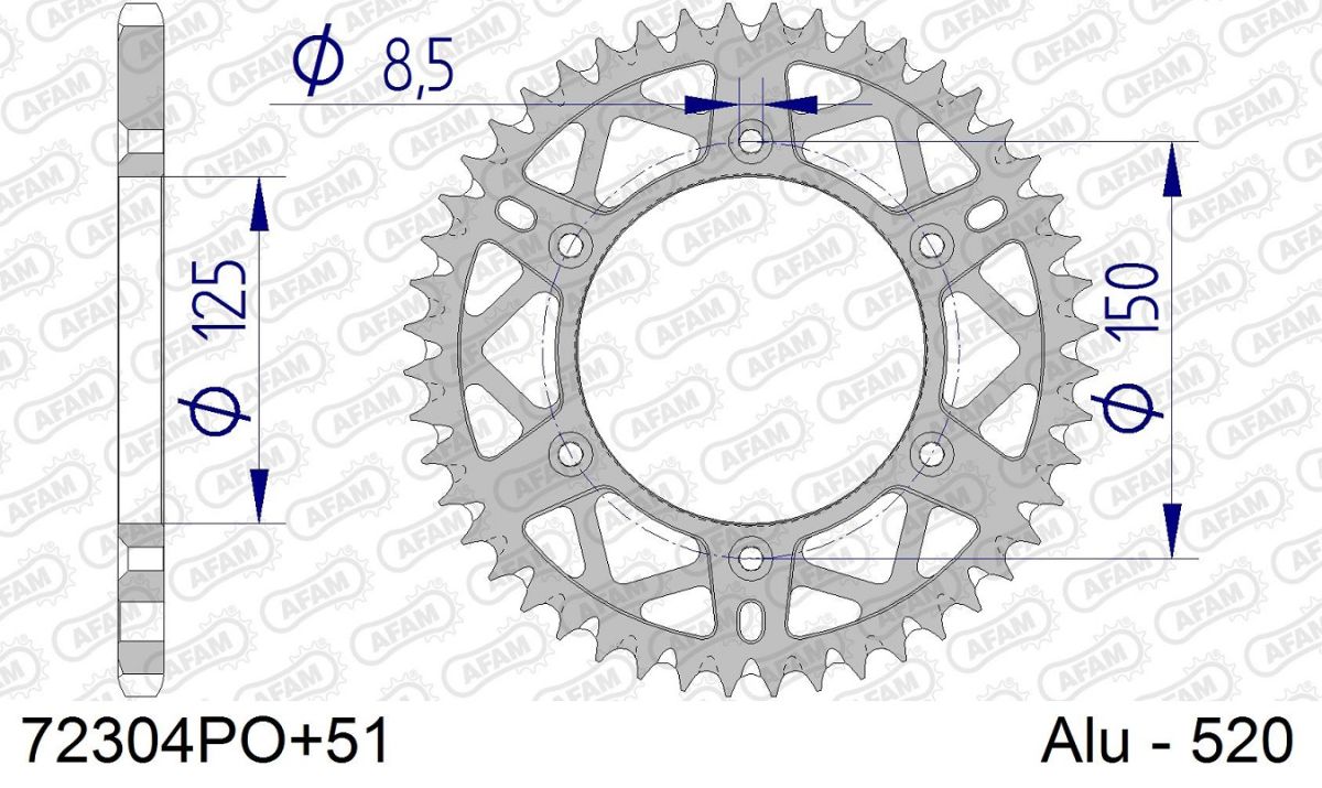 A72304.51A Corona AFAM ergal autopulente arancione - 51 denti - KTM