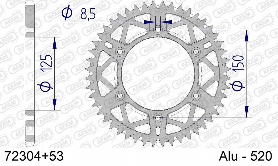 A72304.53 Corona AFAM ergal autopulente anodizzazione dura - 53 denti - GASGAS HUSABERG HUSQVARNA KTM TRIUMPH