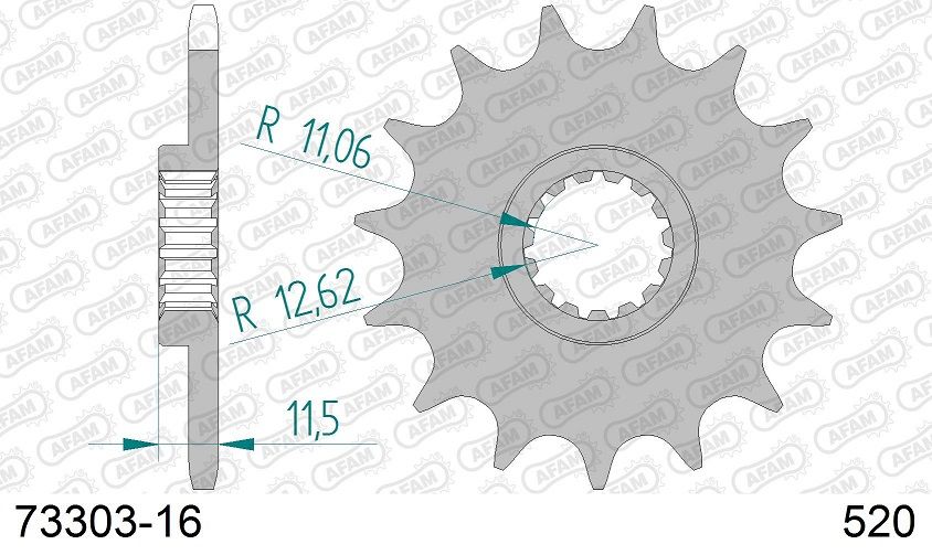 A73303.16 Pignone AFAM gommato - 16 denti - HUSQVARNA KTM CF MOTO KOVE