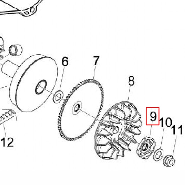 AP45RP10.140.58 Rondella a stella lato variatore Piaggio 50cc 2T/4T AllPro