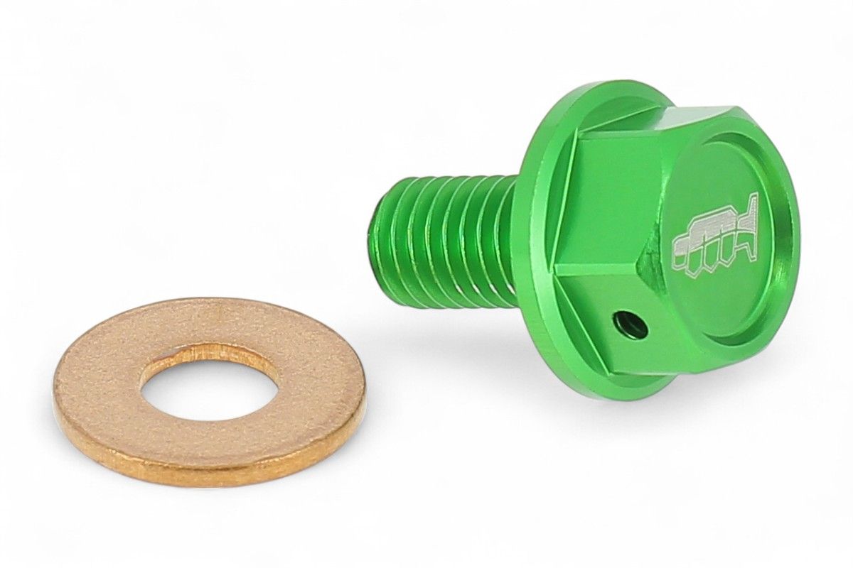 AV3448V Tappo drenaggio olio con inserto magnetico M8 x 15mm passo 1,25 - KAWASAKI - Verde
