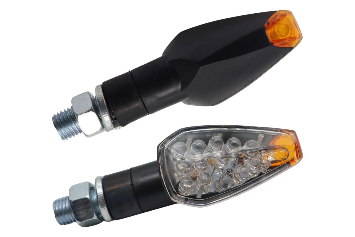 AV3510 Indicatori di direzione omologati ECE - lente trasparente - luce LED arancione - lunghezza 75mm