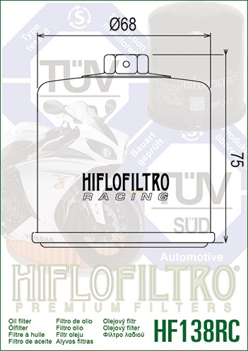 HF138RC Filtro olio HI-FLO RACING - APRILIA SUZUKI