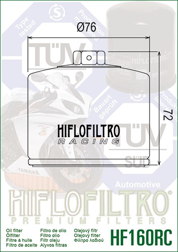 HF160RC Filtro olio HI-FLO RACING - BMW