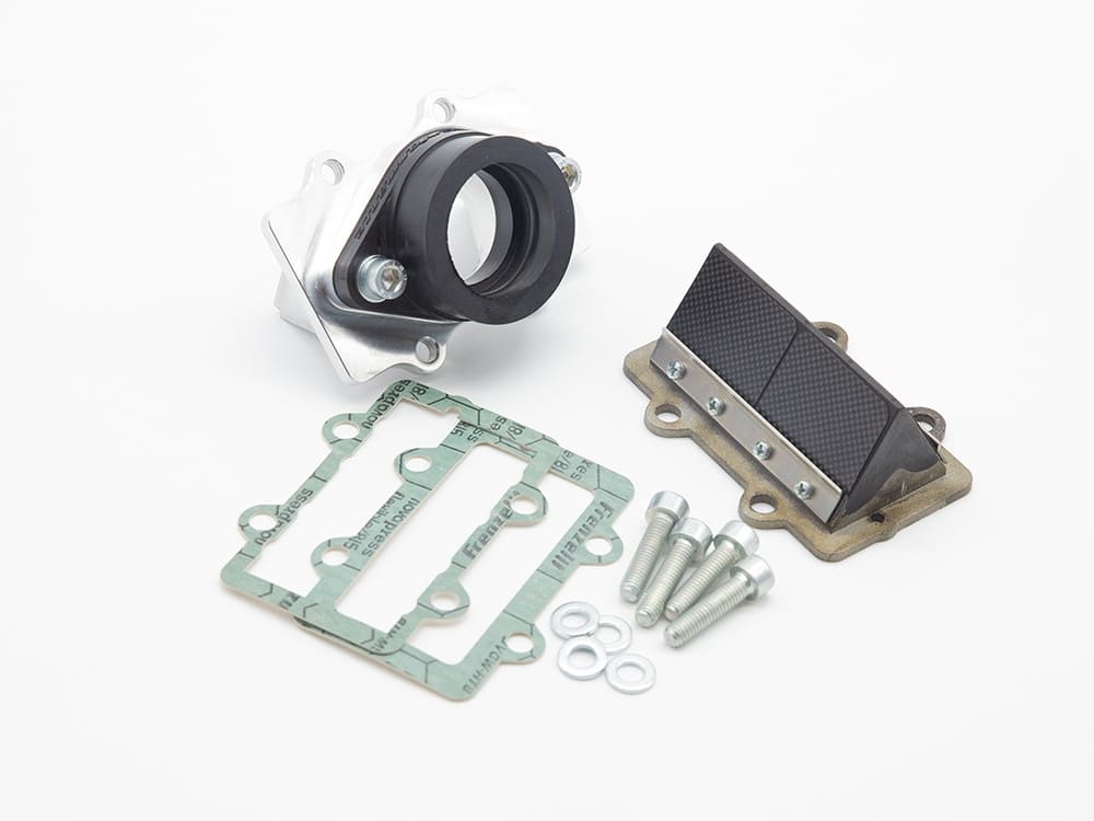 Alimentazione comp. 8.1-K12 per 100cc, collettore orientabile, per carburatore Ø30mm per carter 8.1 versione Piaggio e Minarelli