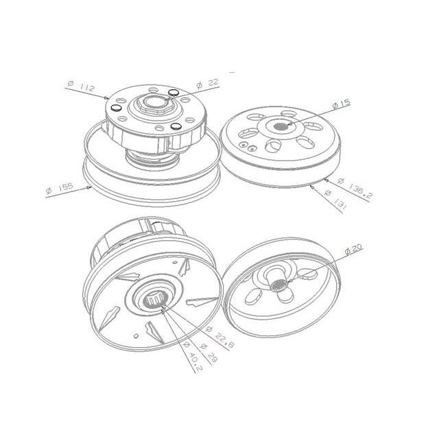 AP25PR11.570 Kit pulegge con frizione e campana Honda SH 125 AllPro