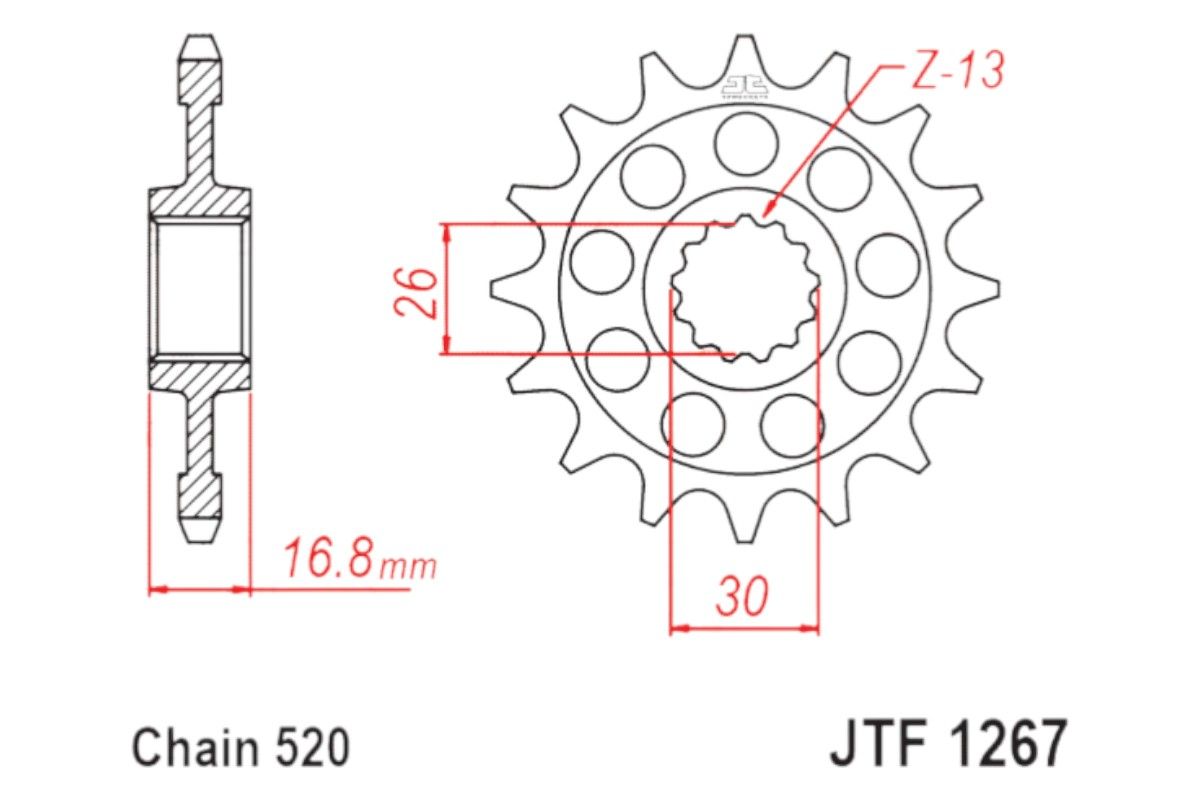 JTF1267.16 Pignone JT gommato - 16 denti - XL 750 Transalp