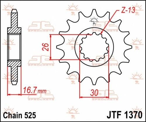 JTF1370.15 Pignone JT gommato - 15 denti - HONDA