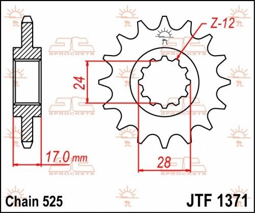JTF1371.15 Pignone JT gommato - 15 denti - HONDA