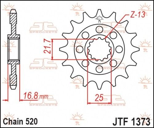 JTF1373.16 Pignone JT gommato - 16 denti - HONDA