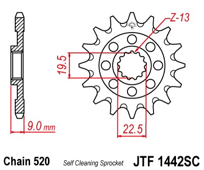JTF1442.13SC Pignone JT - 13 denti - RMZ 250